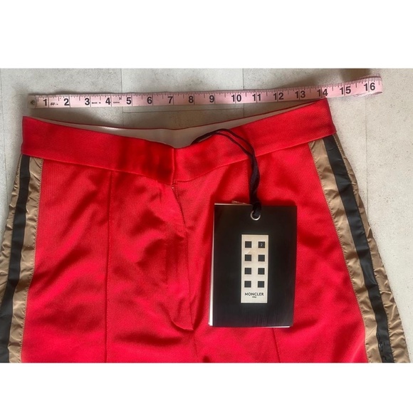 Moncler NWT Red Jersey Sport High Waisted Wide Leg Striped Track Pants Trousers - Picture 3 of 11